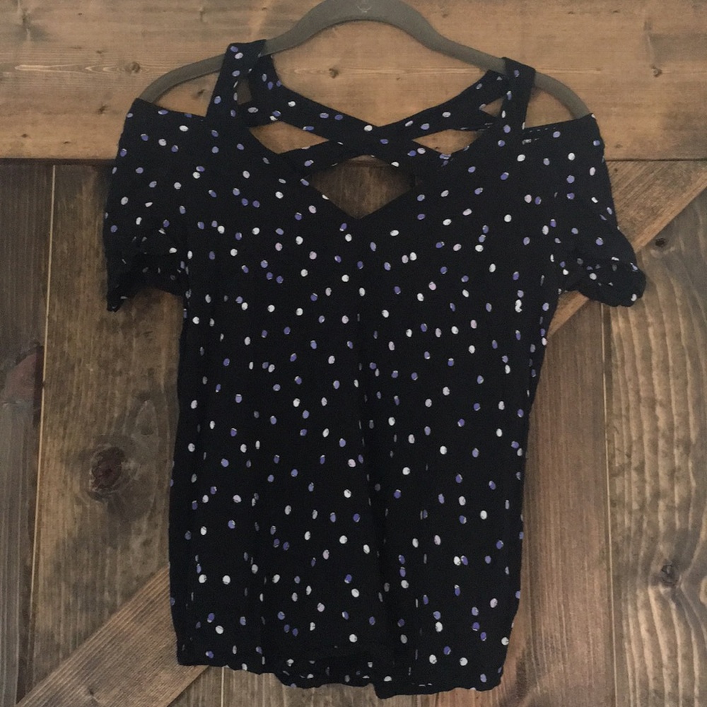 Maeve Cold Shoulder Polka Dot Shirt
